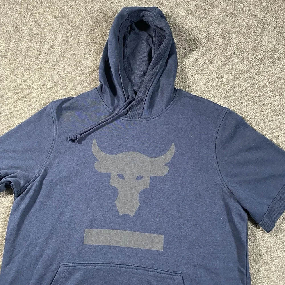 Under Armour Project Rock Short Sleeve Terry Hoodie Mens M Gym Exercise Training - Picture 2 of 8